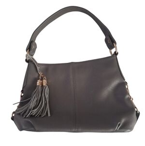 Jingpin Ji Pu Gray Shoulder Bag With Tassel